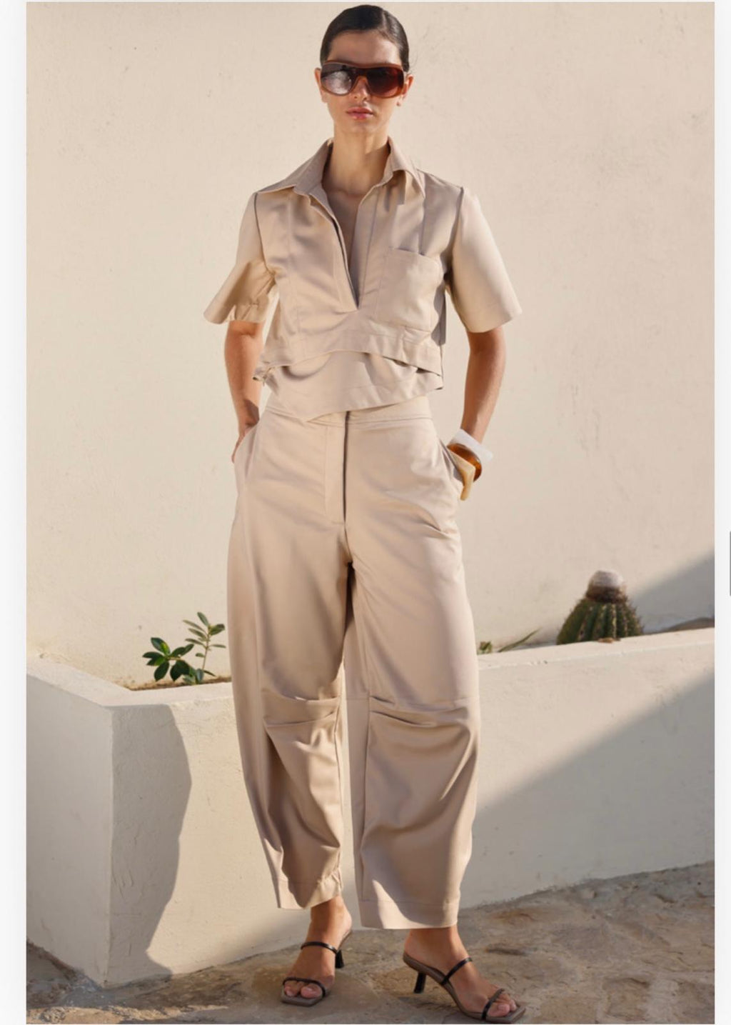 Manuela Pants and Vera Blouse Camel outfit