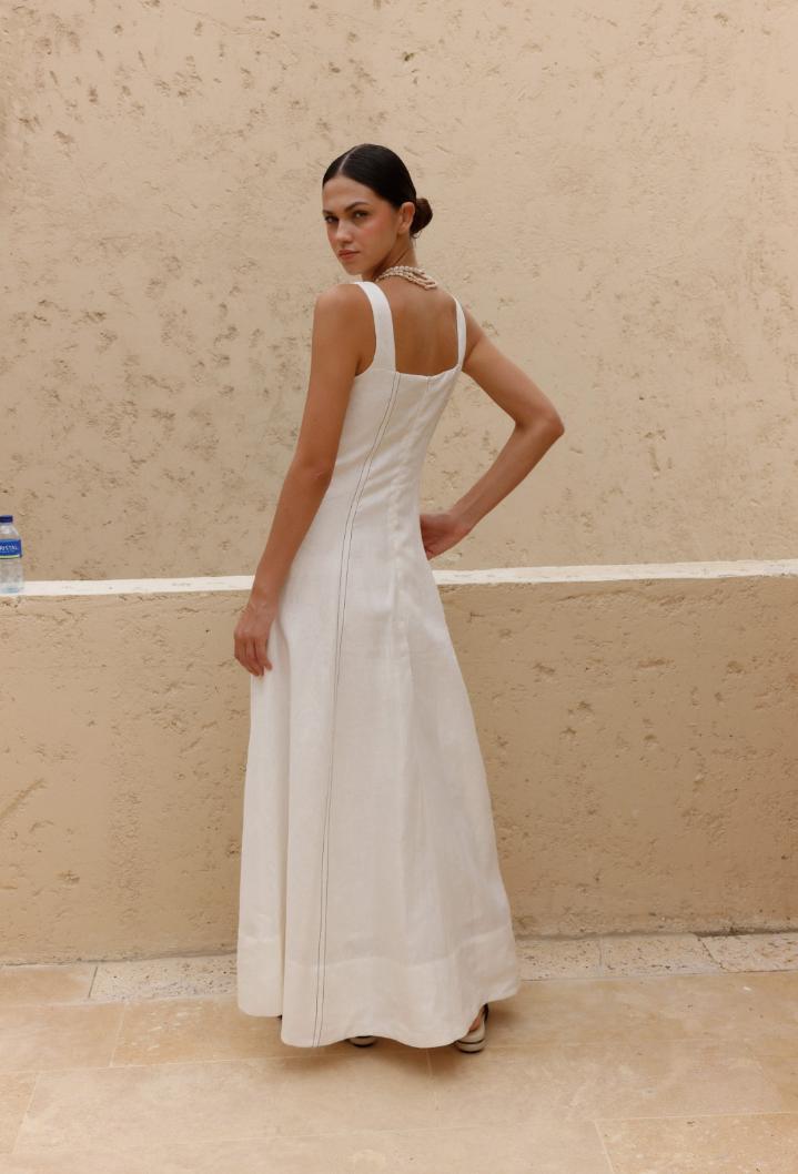 Carlota Dress White Linen back