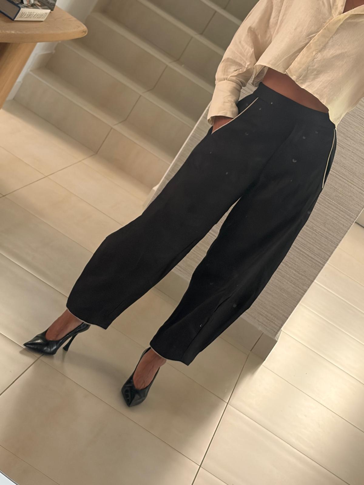 Mabel Pants Linen Black and Camel